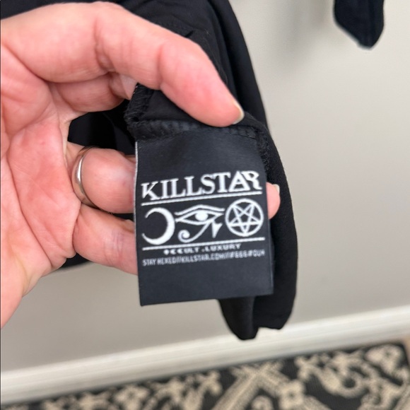 Killstar Black Backless Cold Shoulder bell sleeve jersey goth Dress XL - Picture 12 of 14